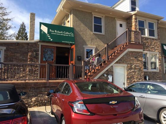 EV charger at Pour Richard's Coffee Company
