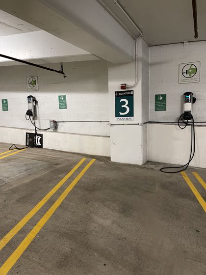 EV charger at Washington Wells Self Park Garage