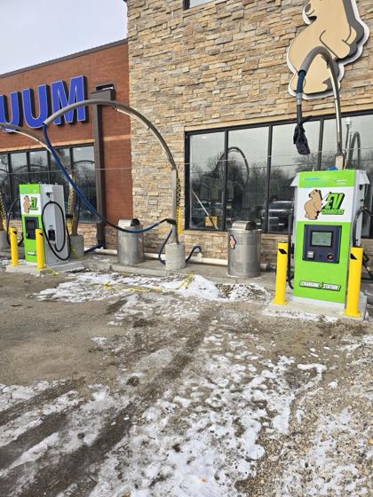 EV charger at Buddy Bear Car Wash