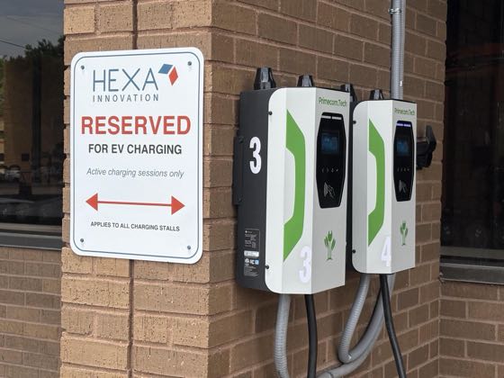 EV charger at HEXA-Chargers-CoWorking-Event-Center