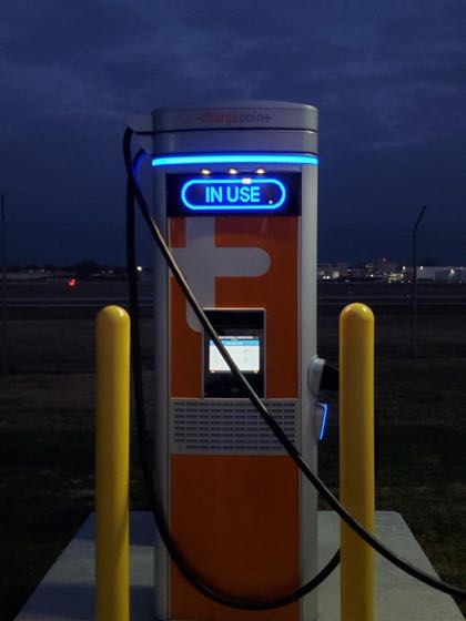 EV charger at Dane County Regional Airport - Cell Phone Lot