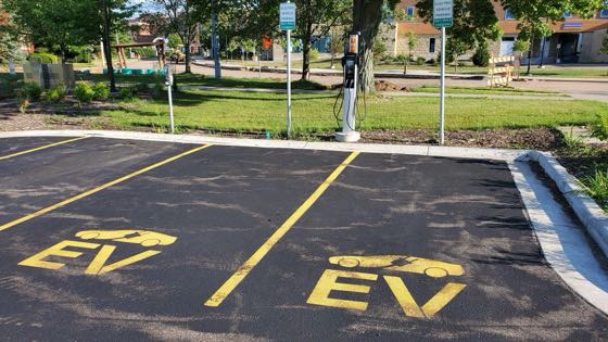 EV charger at UWSP Welcome Center - Lot T