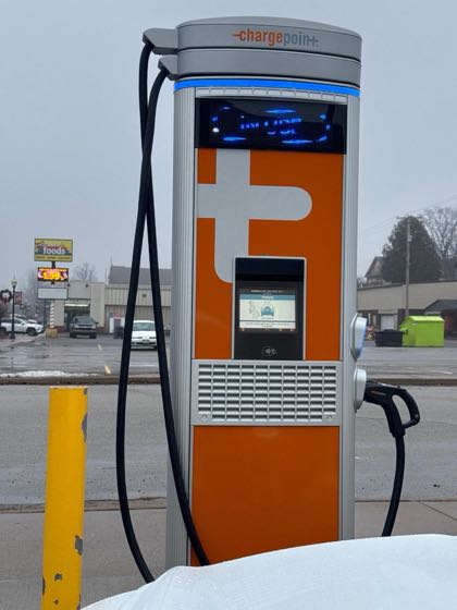 EV charger at Peterson Electric Services- City of Norway owned