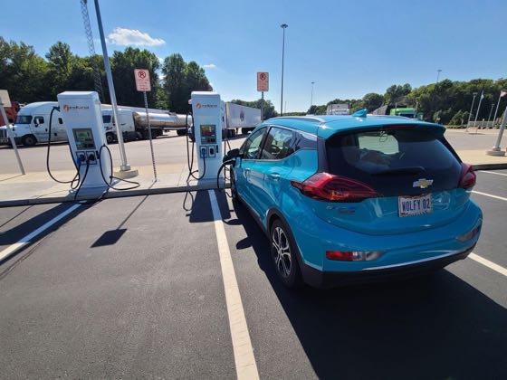 EV charger at Knute Rockne Travel Plaza