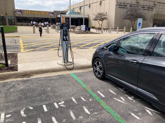 EV charger at Rolling Meadows High School