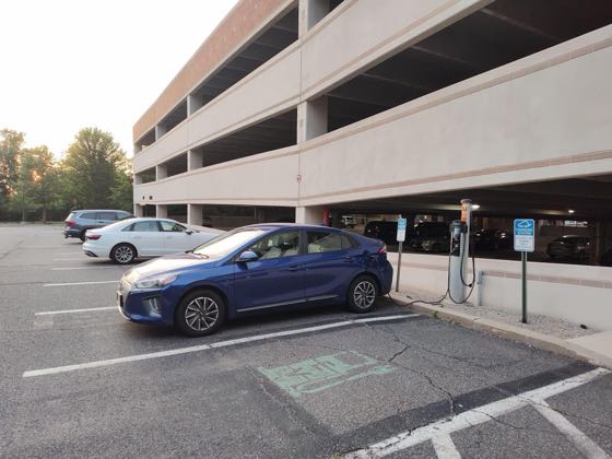 EV charger at Hunterdon Hospital EMS
