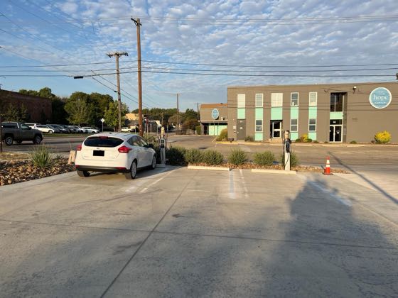 EV charger at Denton Development Services Lot
