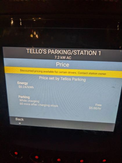 EV charger at Tello's Parking