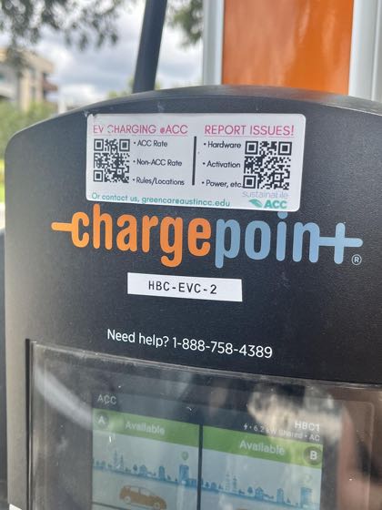 EV charger at Austin Community College - Highland Business Center