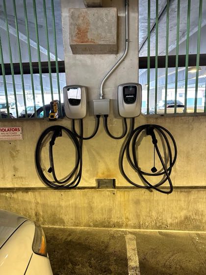 EV charger at Monon and Main Parking Garage