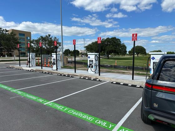 EV charger at Texas A&M Lot 47 DC Fast Charger