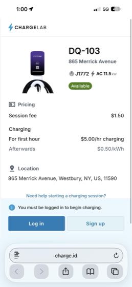 EV charger at 855 Merrick Ave Building
