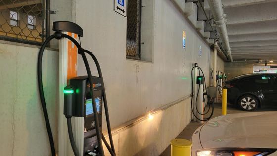 EV charger at Belmont Park Garage
